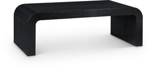 Meridian Furniture Toulon Oak Veneer Coffee Table with Curved Edges and Low Profile for Modern Living Rooms Black 99072Black-C