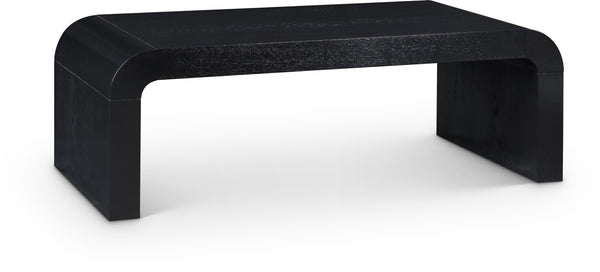 Meridian Furniture Toulon Oak Veneer Coffee Table with Curved Edges and Low Profile for Modern Living Rooms Black 99072Black-C