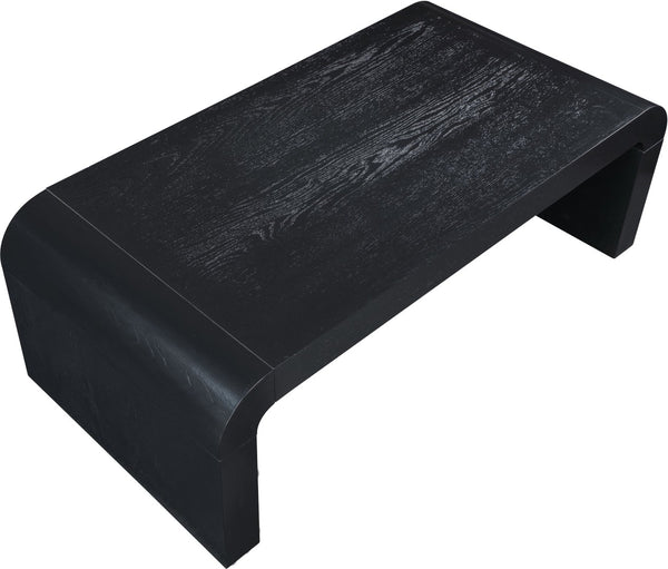 Meridian Furniture Toulon Oak Veneer Coffee Table with Curved Edges and Low Profile for Modern Living Rooms Black 99072Black-C