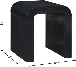 Meridian Furniture Toulon Oak Veneer End Table with Sculptural Curves and Warm Grain for Modern Living Rooms Black 99072Black-E