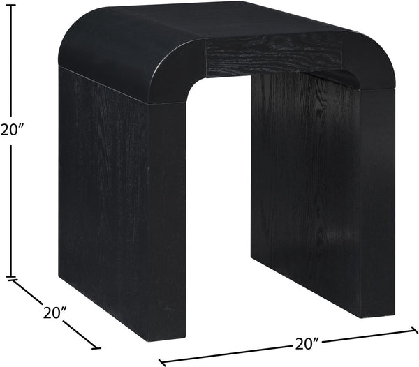 Meridian Furniture Toulon Oak Veneer End Table with Sculptural Curves and Warm Grain for Modern Living Rooms Black 99072Black-E