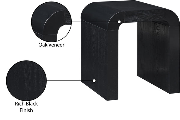 Meridian Furniture Toulon Oak Veneer End Table with Sculptural Curves and Warm Grain for Modern Living Rooms Black 99072Black-E