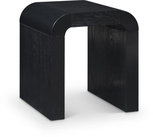 Meridian Furniture Toulon Oak Veneer End Table with Sculptural Curves and Warm Grain for Modern Living Rooms Black 99072Black-E