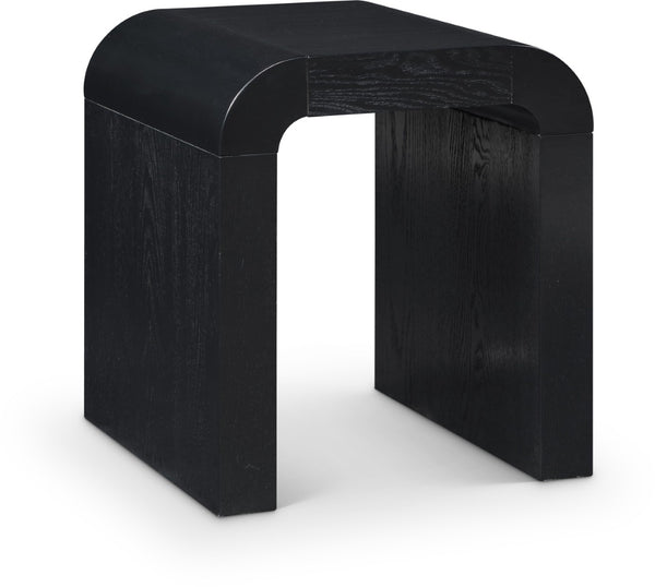 Meridian Furniture Toulon Oak Veneer End Table with Sculptural Curves and Warm Grain for Modern Living Rooms Black 99072Black-E
