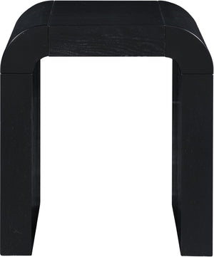 Meridian Furniture Toulon Oak Veneer End Table with Sculptural Curves and Warm Grain for Modern Living Rooms Black 99072Black-E