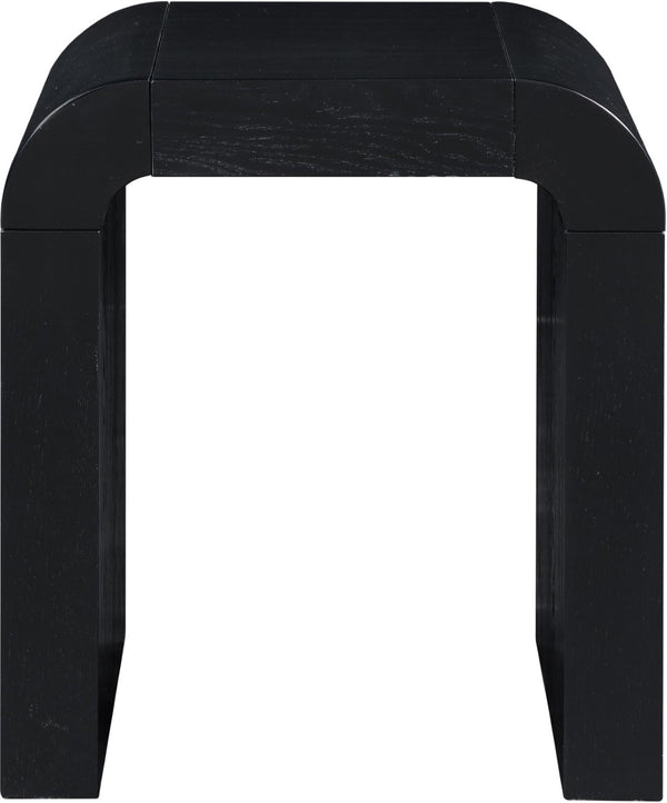 Meridian Furniture Toulon Oak Veneer End Table with Sculptural Curves and Warm Grain for Modern Living Rooms Black 99072Black-E