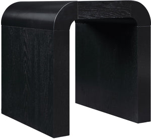 Meridian Furniture Toulon Oak Veneer End Table with Sculptural Curves and Warm Grain for Modern Living Rooms Black 99072Black-E