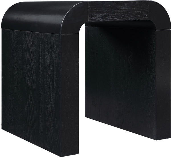 Meridian Furniture Toulon Oak Veneer End Table with Sculptural Curves and Warm Grain for Modern Living Rooms Black 99072Black-E