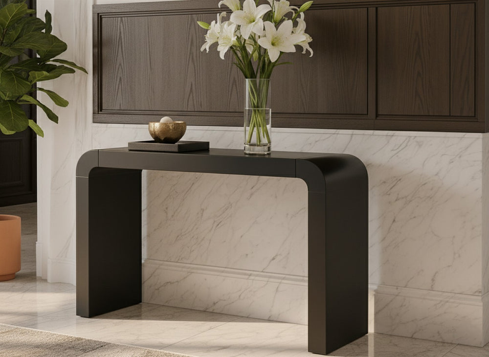 Meridian Furniture Toulon Oak Veneer Console Table Slim Contemporary Entryway Accent for Living Room Decor Black 99072Black-T