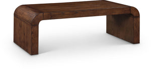 Meridian Furniture Toulon Oak Veneer Coffee Table with Curved Edges and Low Profile for Modern Living Rooms Brown 99072Brown-C