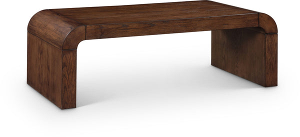 Meridian Furniture Toulon Oak Veneer Coffee Table with Curved Edges and Low Profile for Modern Living Rooms Brown 99072Brown-C