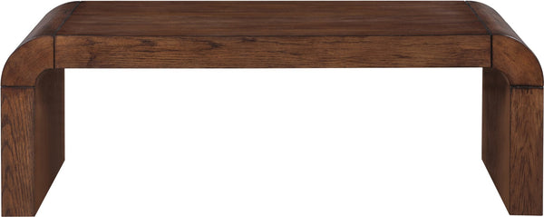 Meridian Furniture Toulon Oak Veneer Coffee Table with Curved Edges and Low Profile for Modern Living Rooms Brown 99072Brown-C