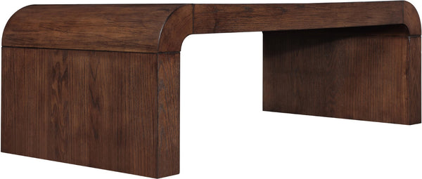 Meridian Furniture Toulon Oak Veneer Coffee Table with Curved Edges and Low Profile for Modern Living Rooms Brown 99072Brown-C