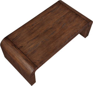 Meridian Furniture Toulon Oak Veneer Coffee Table with Curved Edges and Low Profile for Modern Living Rooms Brown 99072Brown-C
