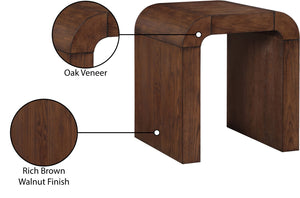 Meridian Furniture Toulon Oak Veneer End Table with Sculptural Curves and Warm Grain for Modern Living Rooms Brown 99072Brown-E