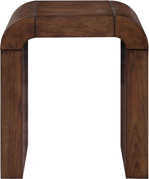 Meridian Furniture Toulon Oak Veneer End Table with Sculptural Curves and Warm Grain for Modern Living Rooms Brown 99072Brown-E