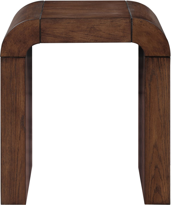 Meridian Furniture Toulon Oak Veneer End Table with Sculptural Curves and Warm Grain for Modern Living Rooms Brown 99072Brown-E