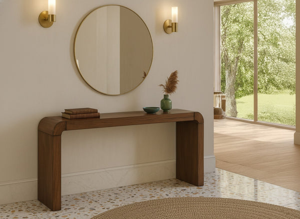 Meridian Furniture Toulon Oak Veneer Console Table Slim Contemporary Entryway Accent for Living Room Decor Brown 99072Brown-T