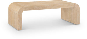 Meridian Furniture Toulon Oak Veneer Coffee Table with Curved Edges and Low Profile for Modern Living Rooms Natural 99072Oak-C