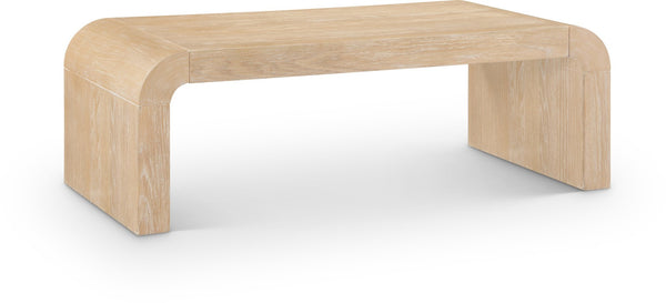 Meridian Furniture Toulon Oak Veneer Coffee Table with Curved Edges and Low Profile for Modern Living Rooms Natural 99072Oak-C