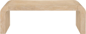 Meridian Furniture Toulon Oak Veneer Coffee Table with Curved Edges and Low Profile for Modern Living Rooms Natural 99072Oak-C