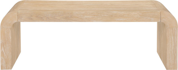 Meridian Furniture Toulon Oak Veneer Coffee Table with Curved Edges and Low Profile for Modern Living Rooms Natural 99072Oak-C