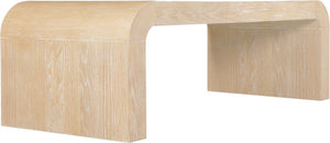 Meridian Furniture Toulon Oak Veneer Coffee Table with Curved Edges and Low Profile for Modern Living Rooms Natural 99072Oak-C