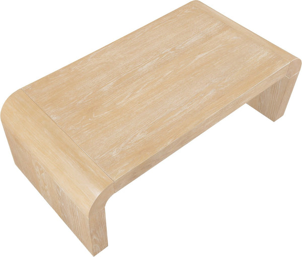 Meridian Furniture Toulon Oak Veneer Coffee Table with Curved Edges and Low Profile for Modern Living Rooms Natural 99072Oak-C
