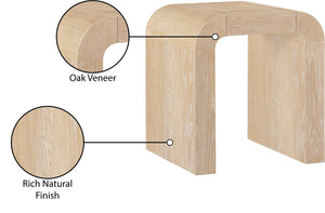 Meridian Furniture Toulon Oak Veneer End Table with Sculptural Curves and Warm Grain for Modern Living Rooms Natural 99072Oak-E