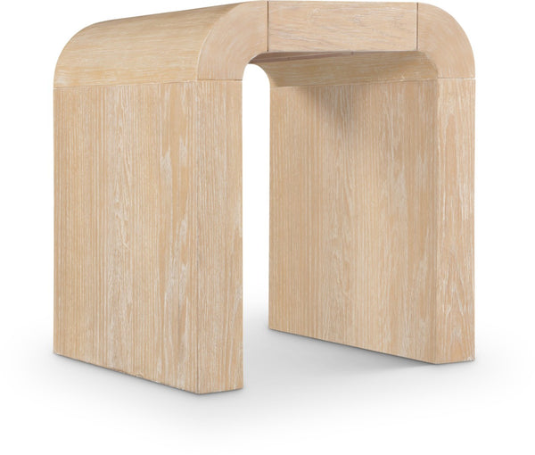 Meridian Furniture Toulon Oak Veneer End Table with Sculptural Curves and Warm Grain for Modern Living Rooms Natural 99072Oak-E