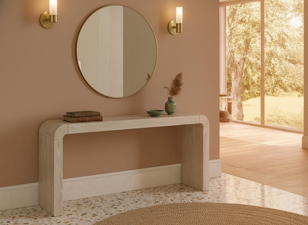 Meridian Furniture Toulon Oak Veneer Console Table Slim Contemporary Entryway Accent for Living Room Decor Natural 99072Oak-T