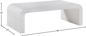 Meridian Furniture Toulon Oak Veneer Coffee Table with Curved Edges and Low Profile for Modern Living Rooms White 99072White-C