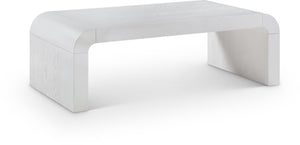 Meridian Furniture Toulon Oak Veneer Coffee Table with Curved Edges and Low Profile for Modern Living Rooms White 99072White-C