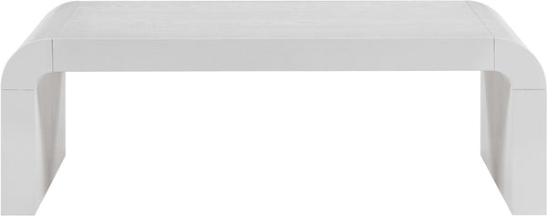 Meridian Furniture Toulon Oak Veneer Coffee Table with Curved Edges and Low Profile for Modern Living Rooms White 99072White-C
