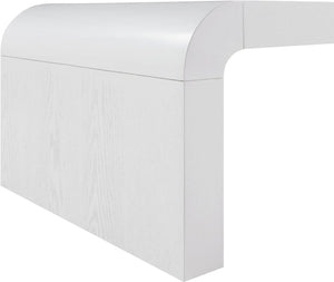 Meridian Furniture Toulon Oak Veneer Coffee Table with Curved Edges and Low Profile for Modern Living Rooms White 99072White-C