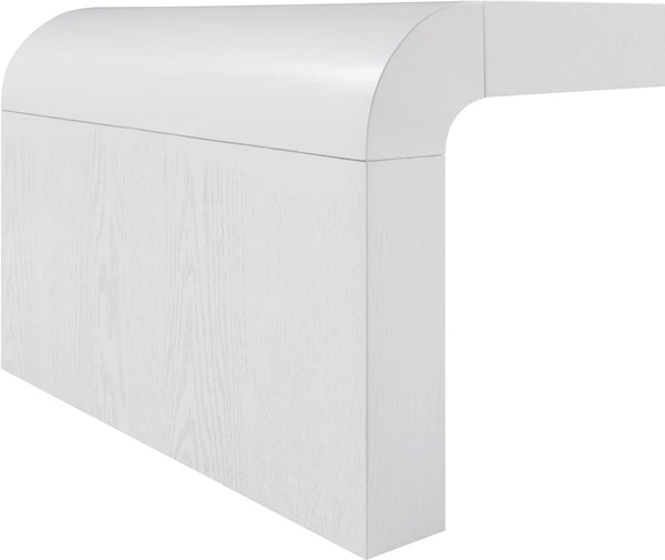 Meridian Furniture Toulon Oak Veneer Coffee Table with Curved Edges and Low Profile for Modern Living Rooms White 99072White-C