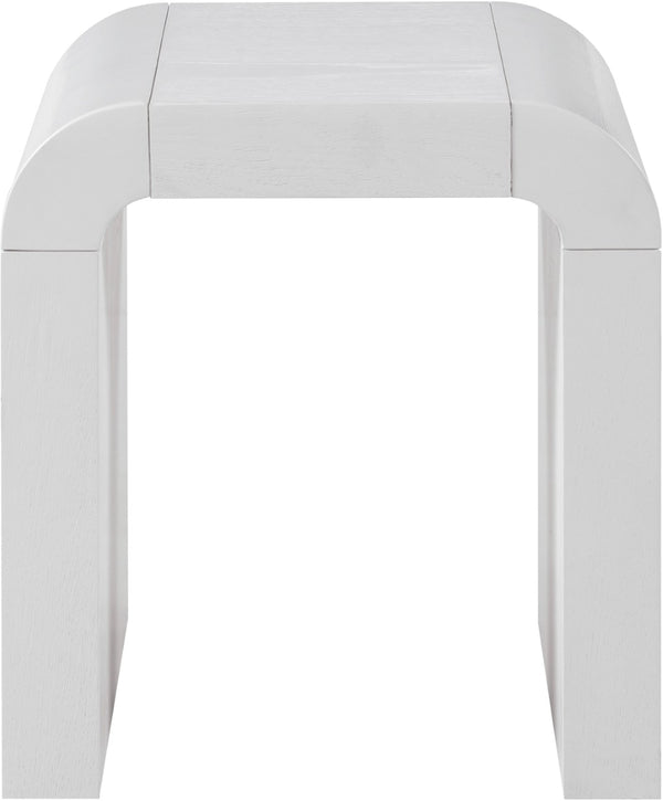 Meridian Furniture Toulon Oak Veneer End Table with Sculptural Curves and Warm Grain for Modern Living Rooms White 99072White-E