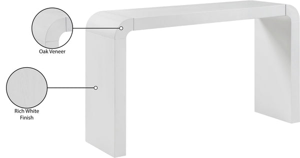 Meridian Furniture Toulon Oak Veneer Console Table Slim Contemporary Entryway Accent for Living Room Decor White 99072White-T
