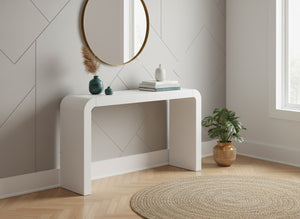 Meridian Furniture Toulon Oak Veneer Console Table Slim Contemporary Entryway Accent for Living Room Decor White 99072White-T