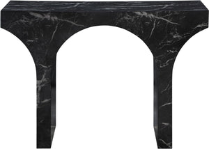 Meridian Furniture Pomezia Art Deco Console Table with Marble Style Finish and Wood Frame for Entryway Decor Black 99073Black-T