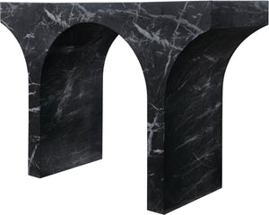 Meridian Furniture Pomezia Art Deco Console Table with Marble Style Finish and Wood Frame for Entryway Decor Black 99073Black-T