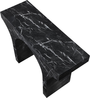 Meridian Furniture Pomezia Art Deco Console Table with Marble Style Finish and Wood Frame for Entryway Decor Black 99073Black-T