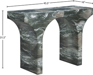 Meridian Furniture Pomezia Art Deco Console Table with Marble Style Finish and Wood Frame for Entryway Decor Green 99073Green-T