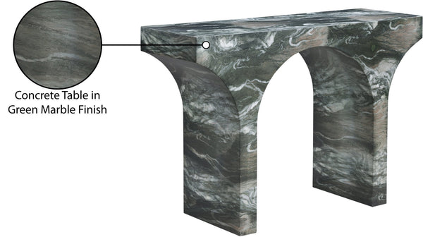 Meridian Furniture Pomezia Art Deco Console Table with Marble Style Finish and Wood Frame for Entryway Decor Green 99073Green-T
