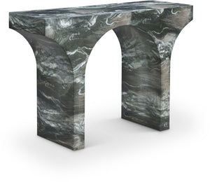 Meridian Furniture Pomezia Art Deco Console Table with Marble Style Finish and Wood Frame for Entryway Decor Green 99073Green-T