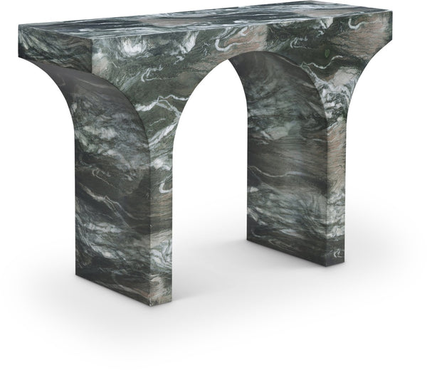 Meridian Furniture Pomezia Art Deco Console Table with Marble Style Finish and Wood Frame for Entryway Decor Green 99073Green-T