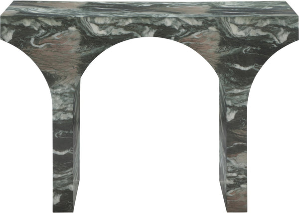 Meridian Furniture Pomezia Art Deco Console Table with Marble Style Finish and Wood Frame for Entryway Decor Green 99073Green-T
