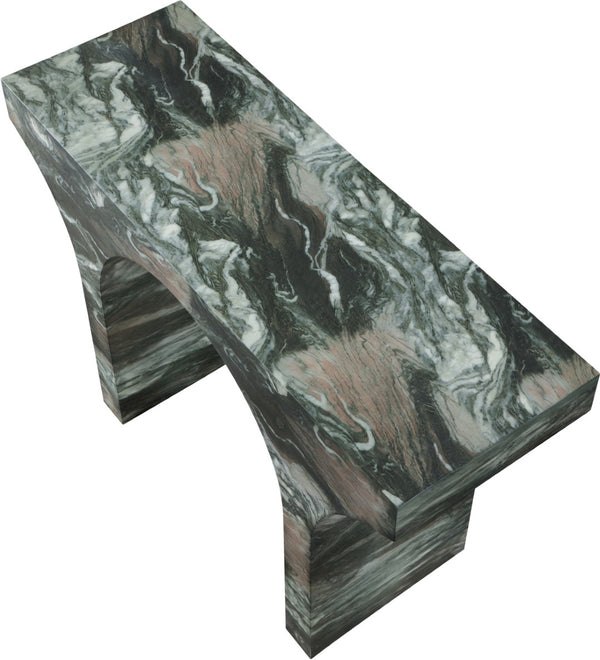 Meridian Furniture Pomezia Art Deco Console Table with Marble Style Finish and Wood Frame for Entryway Decor Green 99073Green-T