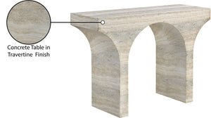 Meridian Furniture Pomezia Art Deco Console Table with Marble Style Finish and Wood Frame for Entryway Decor Natural 99073Travertine-T