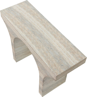 Meridian Furniture Pomezia Art Deco Console Table with Marble Style Finish and Wood Frame for Entryway Decor Natural 99073Travertine-T